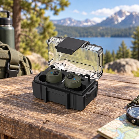 Tactical Earbuds equipment in a relevant outdoor setting