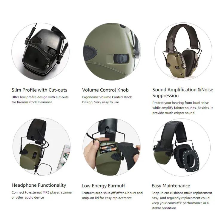 Tactical Electronic Earmuff Impact Sports Headset with ABS product detail 5