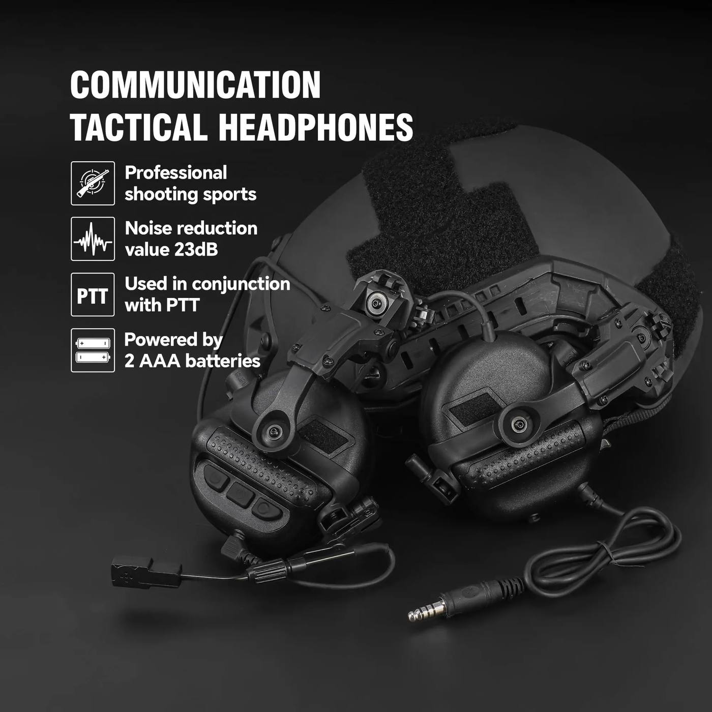 Tactical Electronic Hearing Protection Earmuffs, Adjustable product detail 2