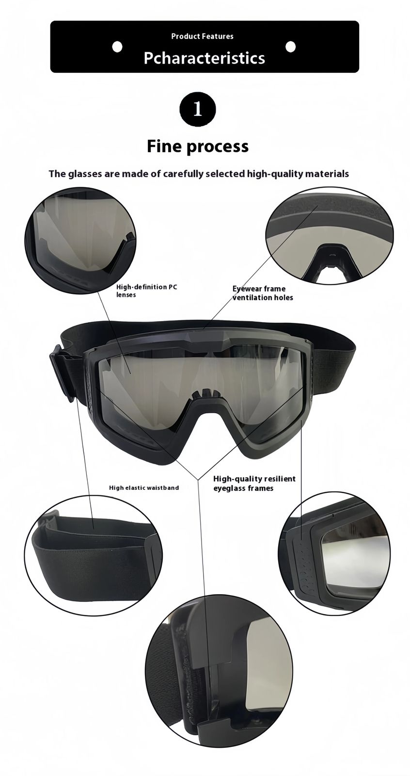 Tactical Fashionable Polarized Full Rim Protective Goggles product detail 2