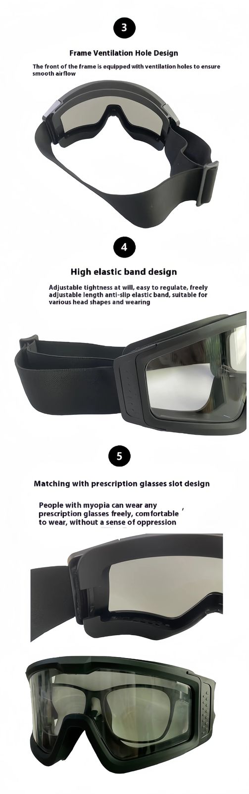 Tactical Fashionable Polarized Full Rim Protective Goggles product detail 4