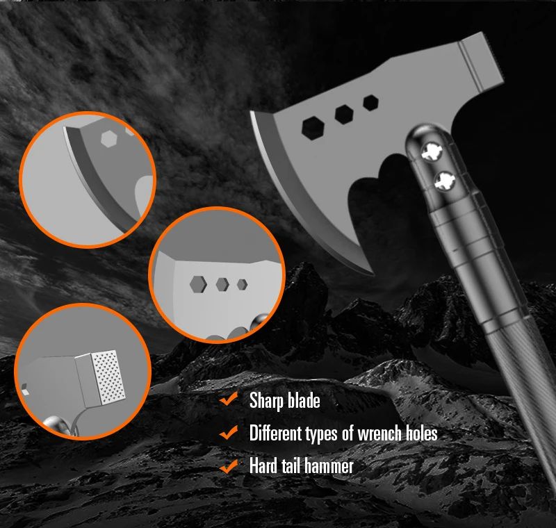 Tactical Folding Shovel and Axe Tool with 16-in-1 product detail 6
