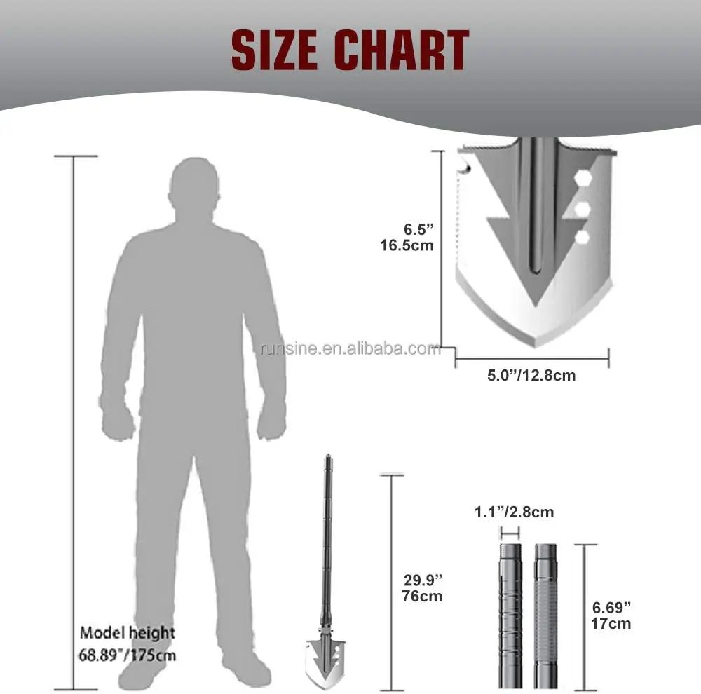 Tactical Folding Shovel Survival Folding Camping Shovel, product detail 3