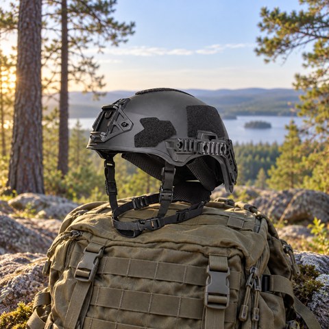 Tactical Helmet equipment in a relevant outdoor setting