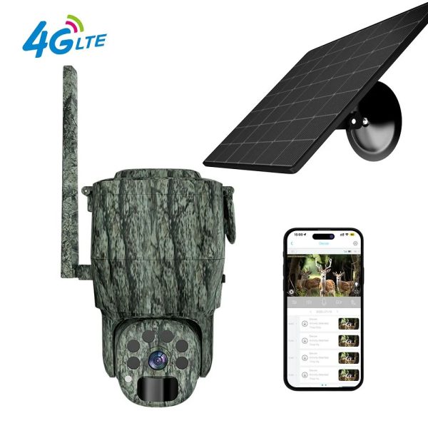 Tree Stand 4G LTE Trail Camera  940 No Glow IP66 Waterproof 14MP Solar Panel Green Camo App Minmaxoutdoors