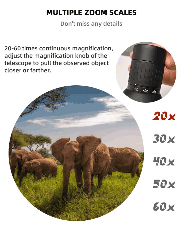 Waterproof BAK4 Angled Telescope 20-60x80 20-80x80 Spotting product detail 3