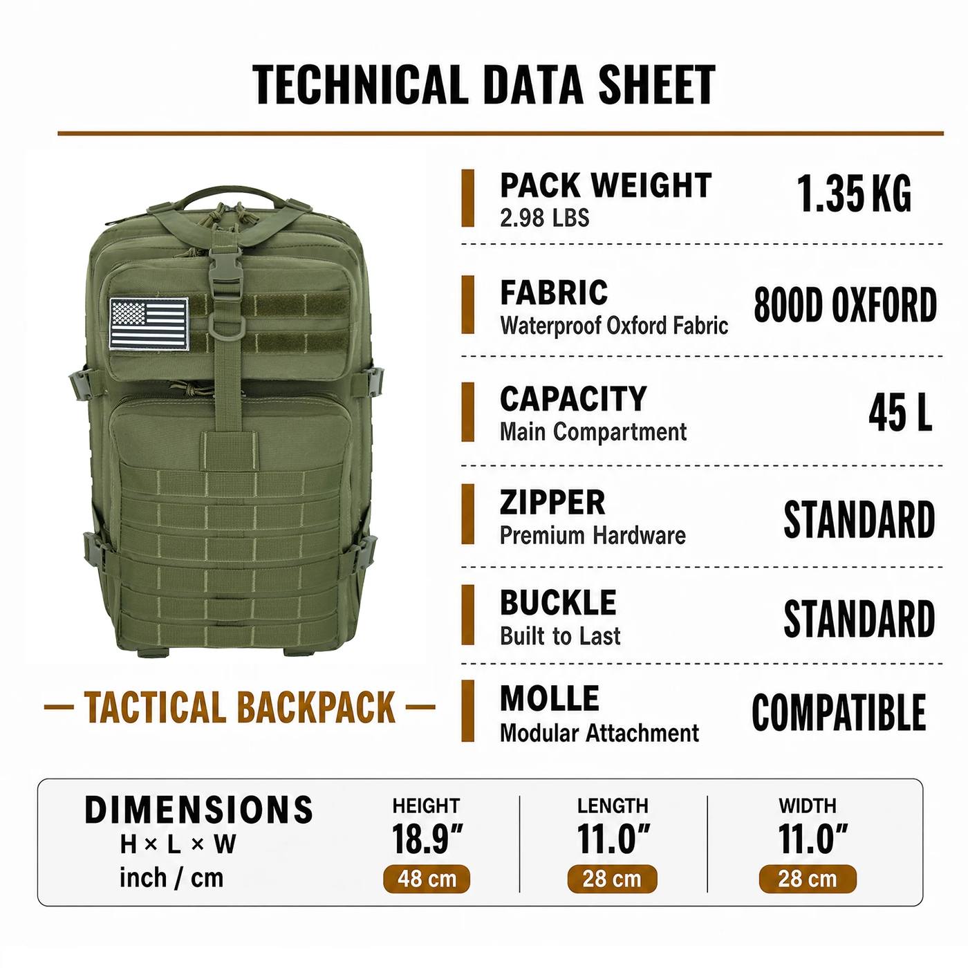 Waterproof Lightweight EDC Daypack Outdoor Adjustable 45L product detail 2