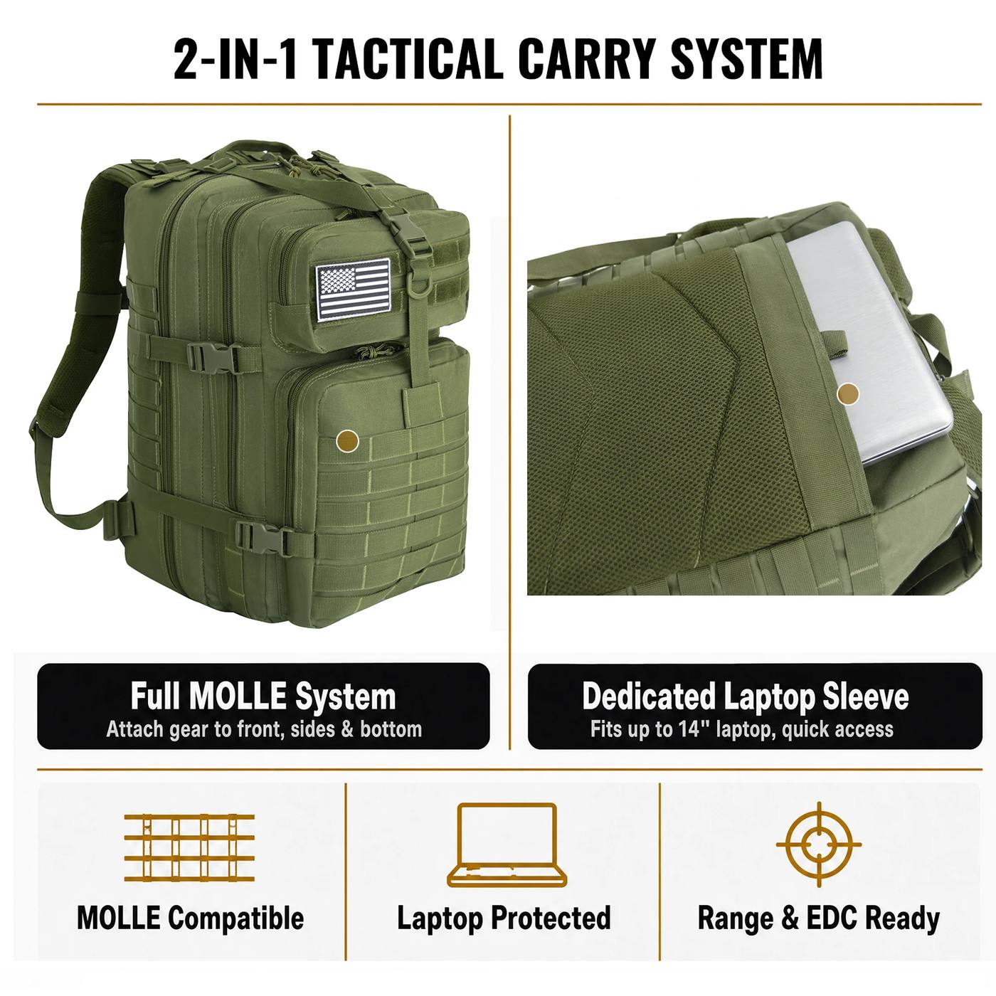 Waterproof Lightweight EDC Daypack Outdoor Adjustable 45L product detail 4