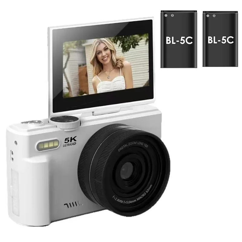wd08-3-0-inch-hd-flip-screen-digital-camera-5k-video-recorder-with-32gb-card-dual-battery-white-for-travel-and-everyday-photography-main Digital Camera main product image
