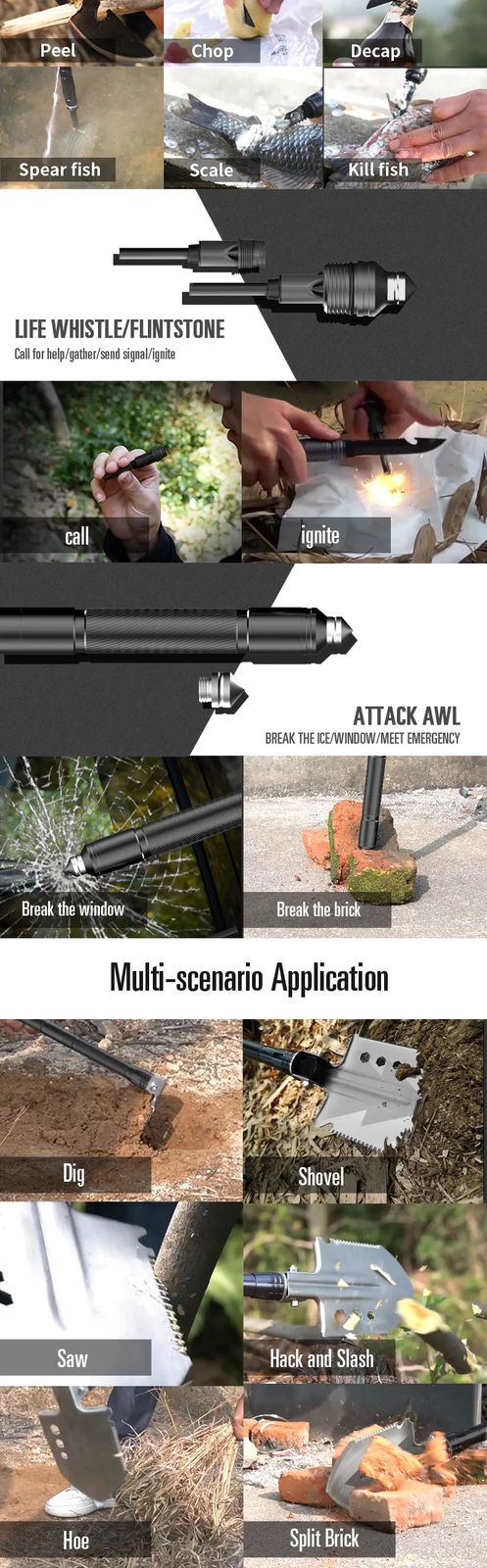 Wilderness Survival Tool Kit Multifunction Folding Tactical product detail 4