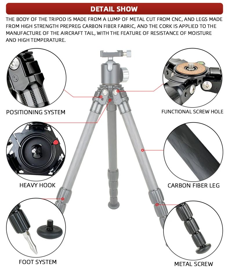 Acceptable Camouflage Carbon Fiber Tripod product detail 10