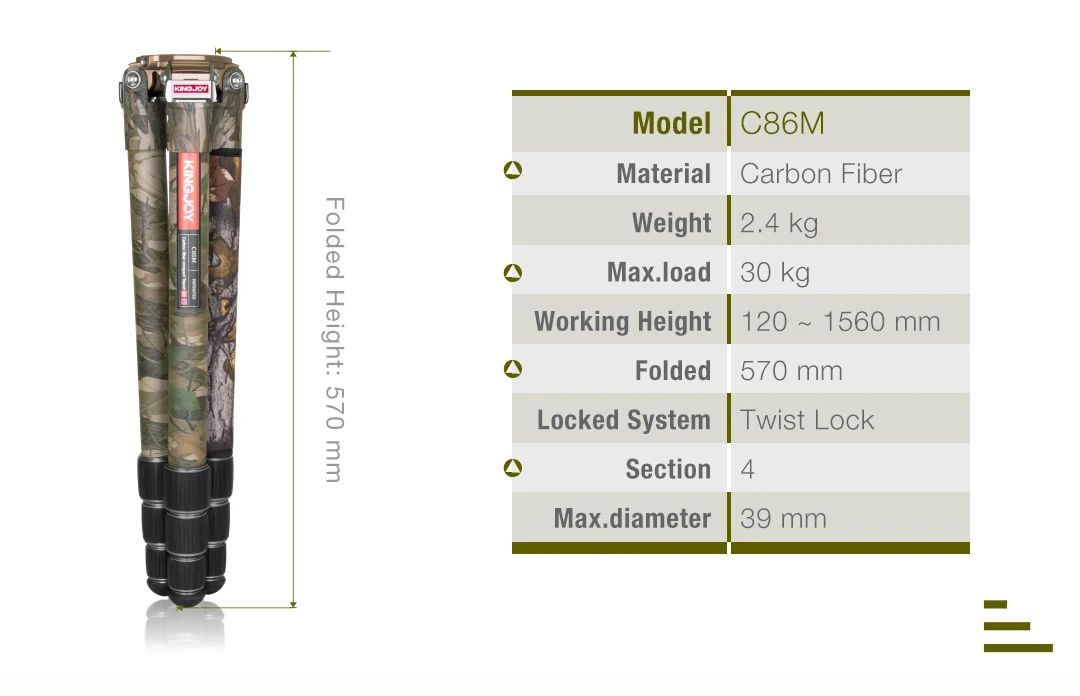 C86M Portable Camouflage Camera Tripod with Fuild Head product detail 3