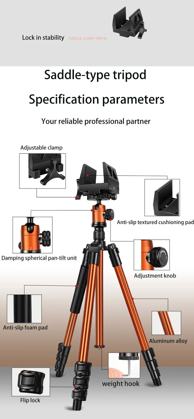 Clamp Saddle Aluminum Tripod Mount Adapter Precision product detail 3