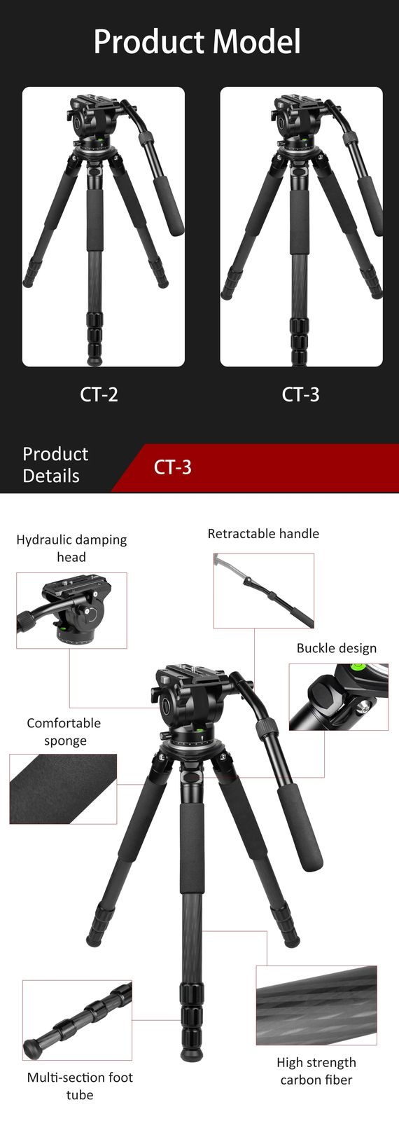 CT-3 Professional 40MM Carbon Fiber Outdoor Photography product detail 3