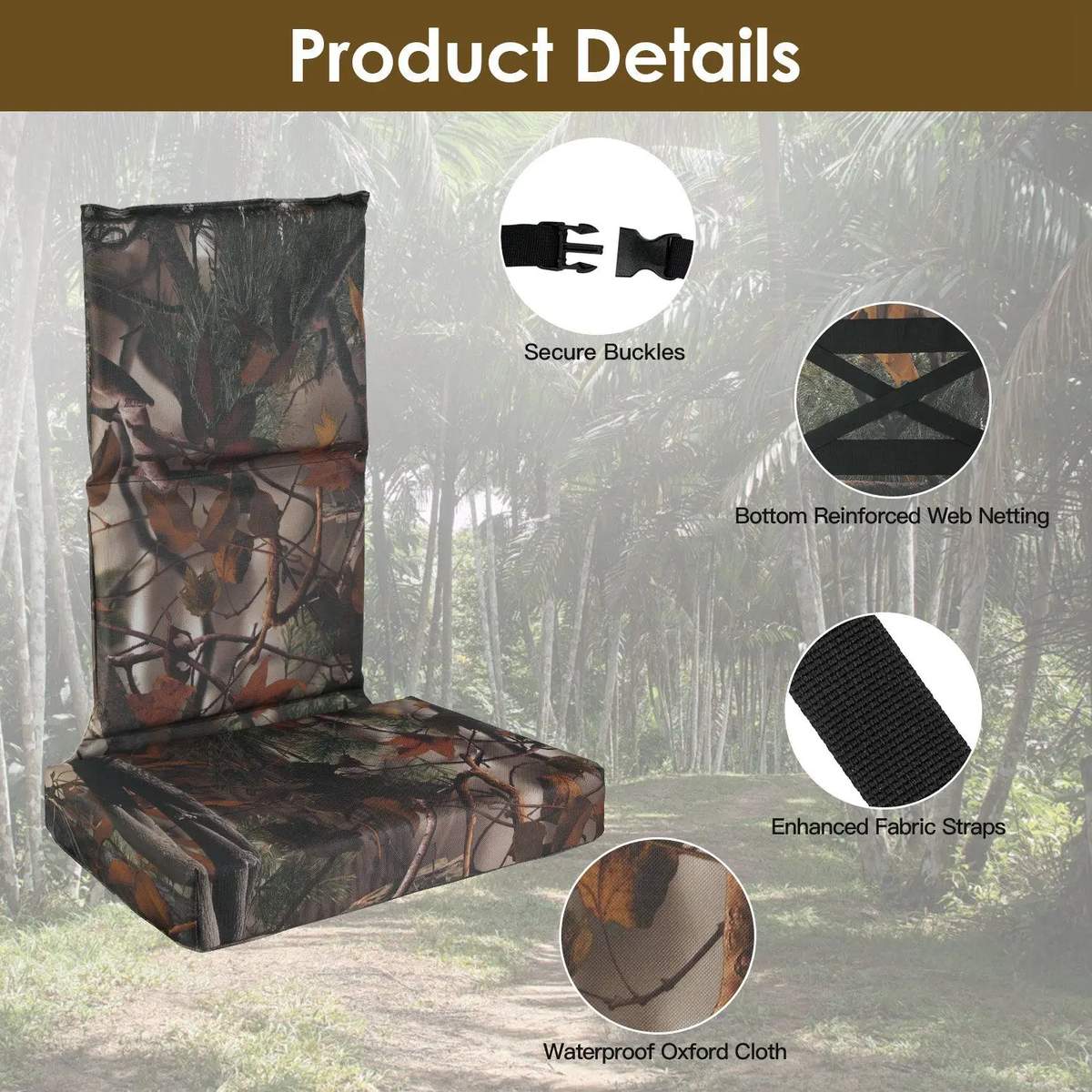 Foldable Camouflage Waterproof Oxford Cloth Tree Stand Seat product detail 4