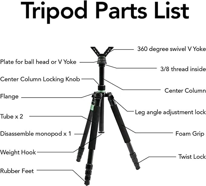 Green Hunting Tripod Shooting Stick with 2 Pcs product detail 4