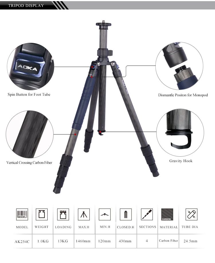 Heavy Duty Hunting Video Digital Dslr Carbon Fiber product detail 1
