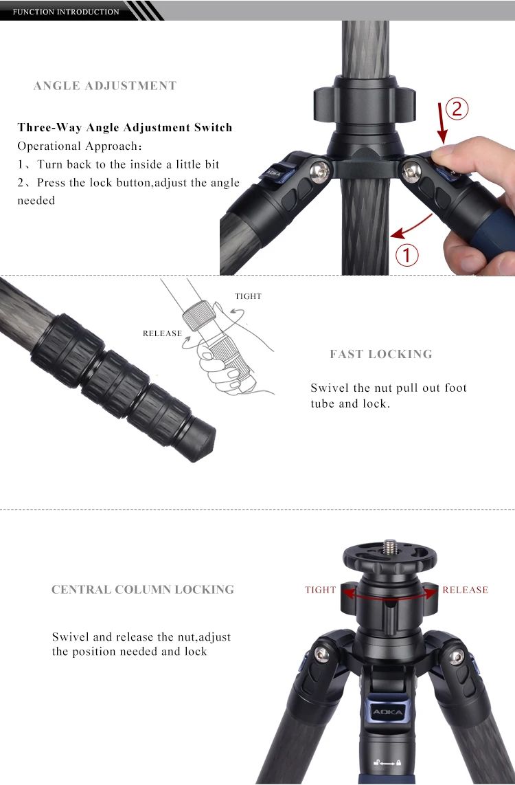 Heavy Duty Hunting Video Digital Dslr Carbon Fiber product detail 2