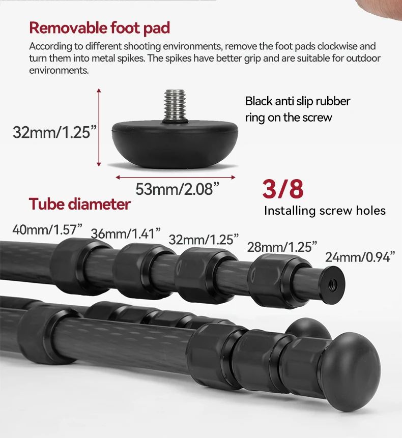 Heavy Duty Professional Adjustable Carbon Fiber Hunting product detail 7