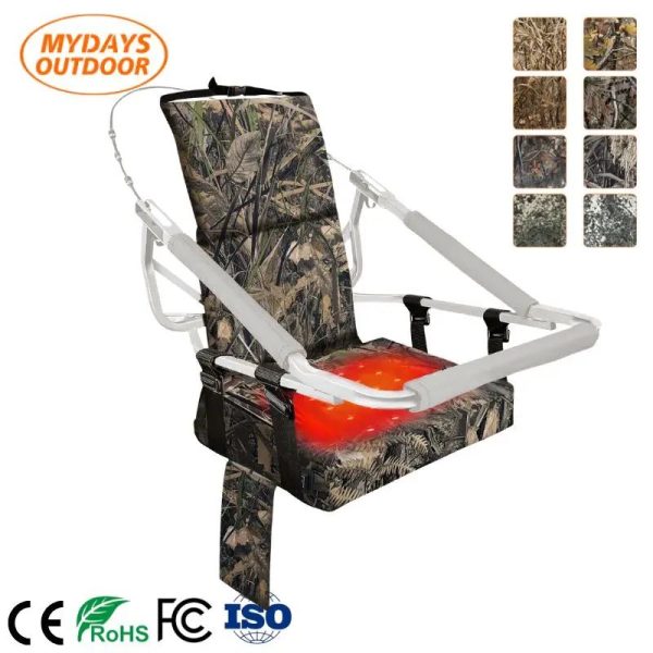 Outdoor Heated Tree Seat Pad Camo Foldable Red main