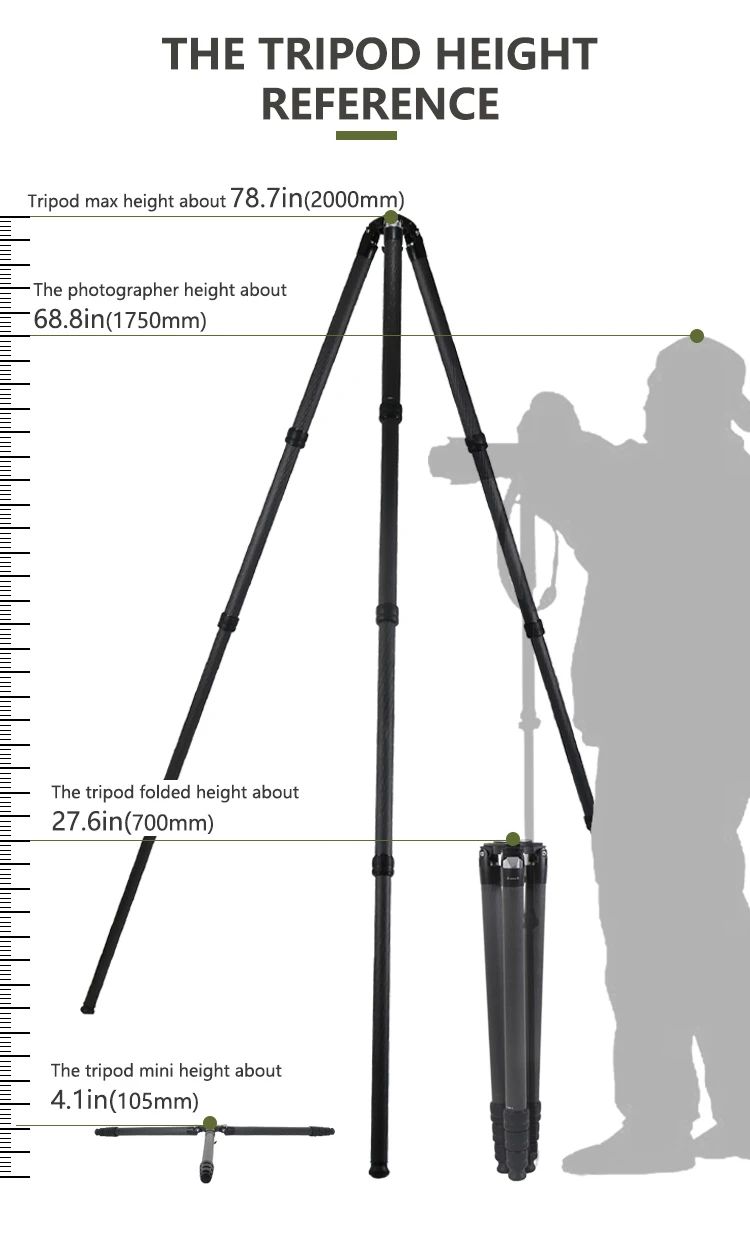 Professional Carbon Fiber Tripod Portable Dslr Video Camera product detail 4