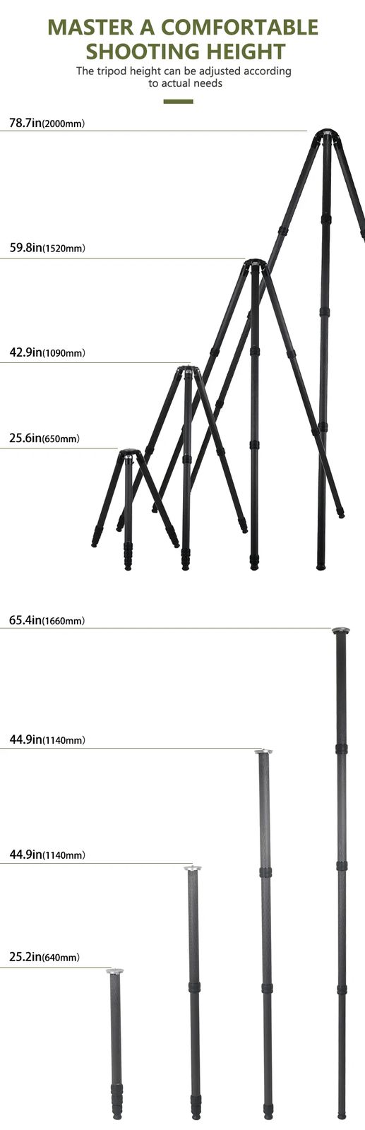 Professional Carbon Fiber Tripod Portable Dslr Video Camera product detail 5