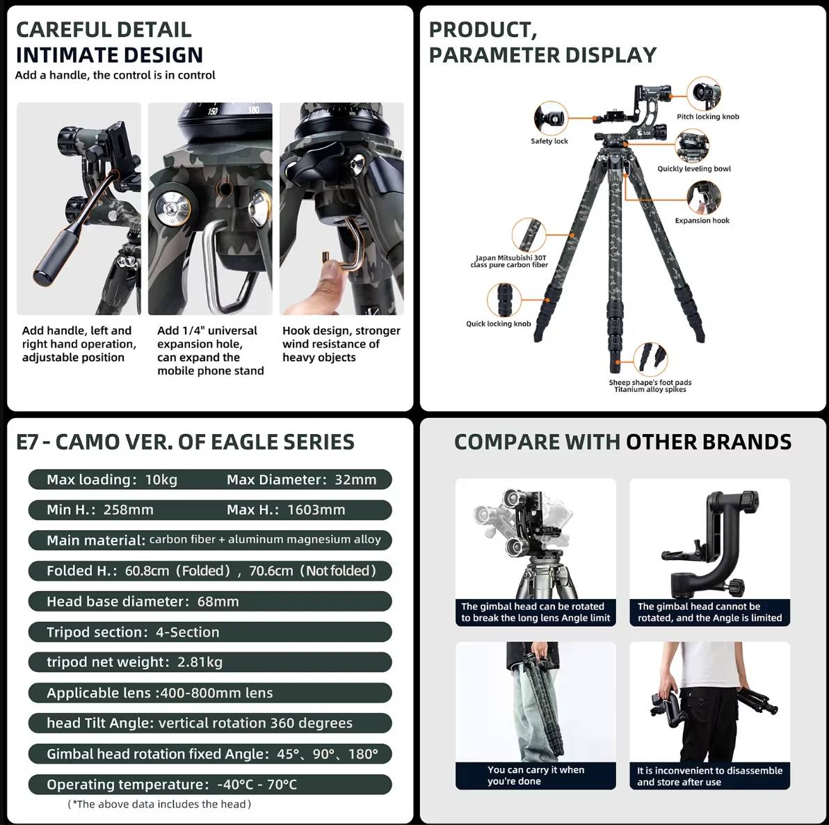 Professional Dslr Shooting Photographic Heavy Duty Carbon product detail 5