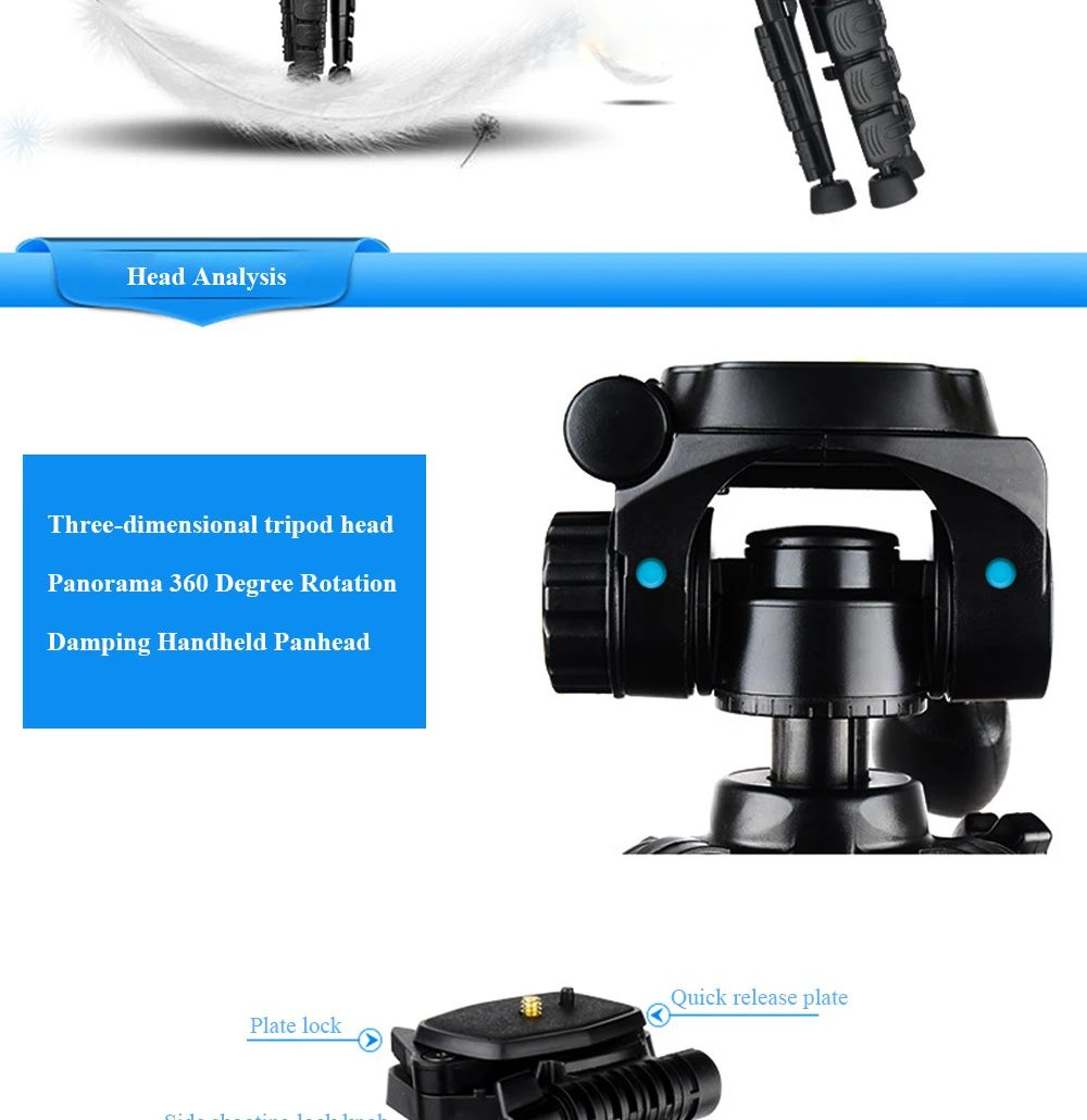 Professional High Load Q520 Aluminum Outdoor Tripod Arca product detail 3