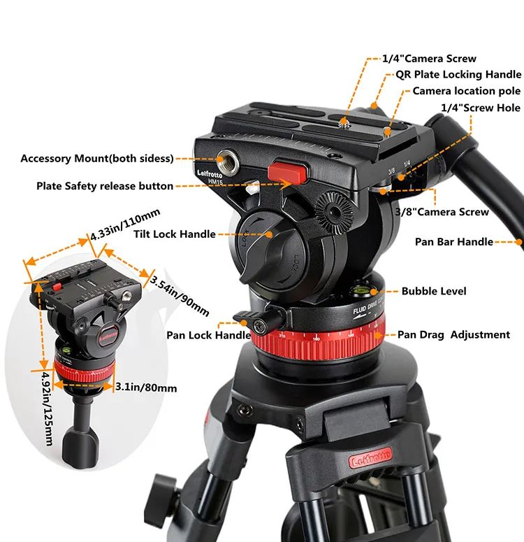 Professional TA190H Aluminum Camera Tripod Fluid Head product detail 3
