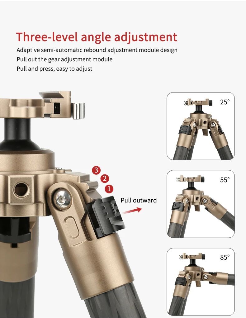 TE406 Professional Heavy Duty Carbon Fiber Camera Tripod product detail 5