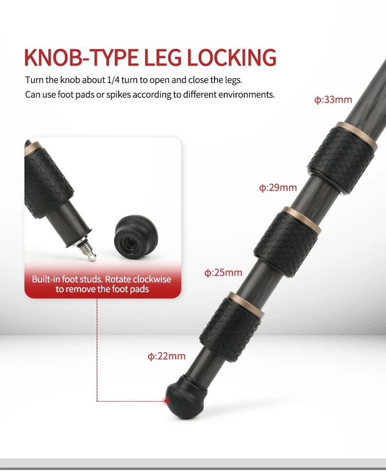 TE406 Professional Heavy Duty Carbon Fiber Camera Tripod product detail 7