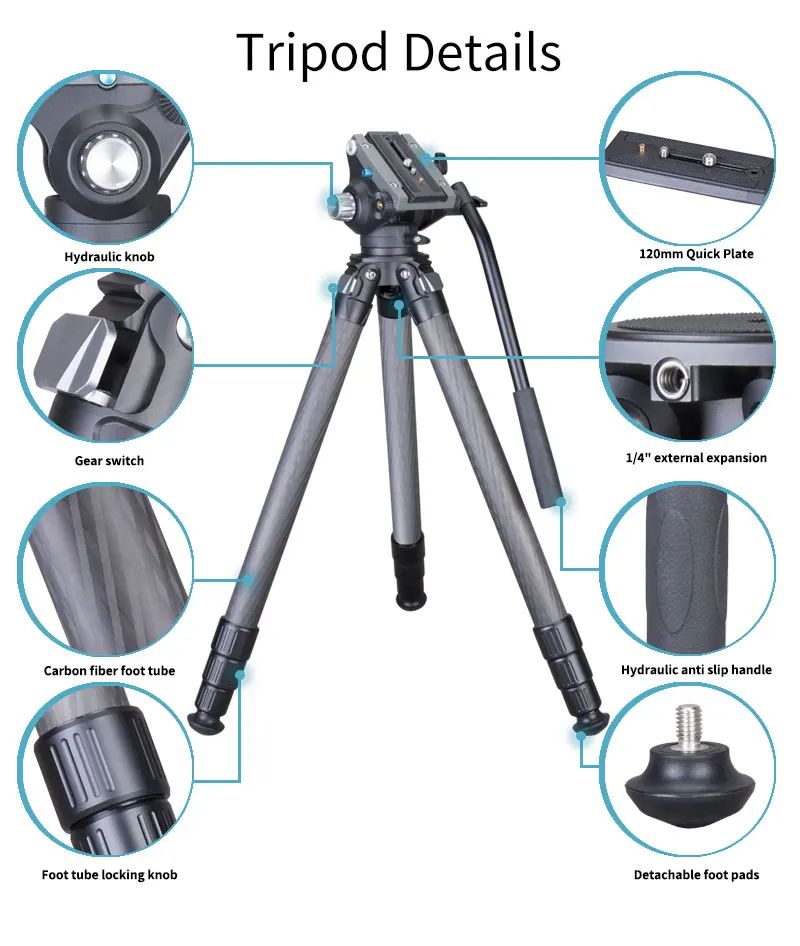 The Newest Heavy Duty Carbon Fiber Tripod With product detail 5