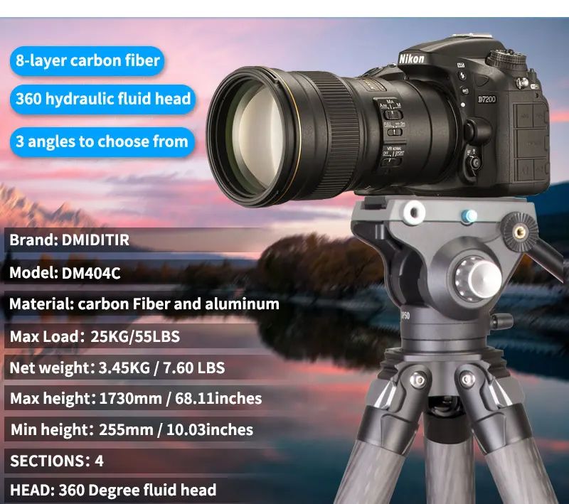 The Newest Heavy Duty Carbon Fiber Tripod With product detail 6