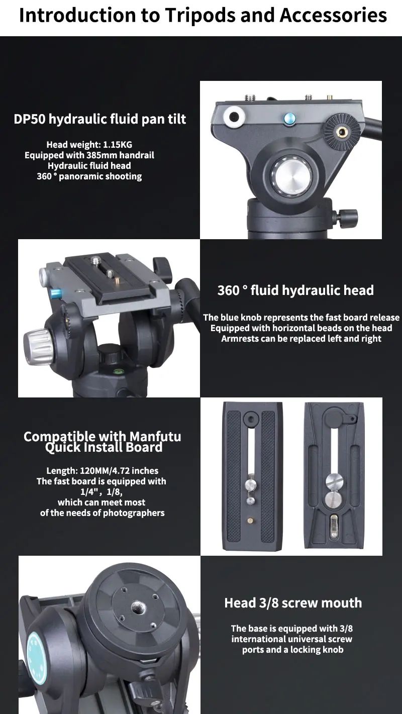 The Newest Heavy Duty Carbon Fiber Tripod With product detail 7