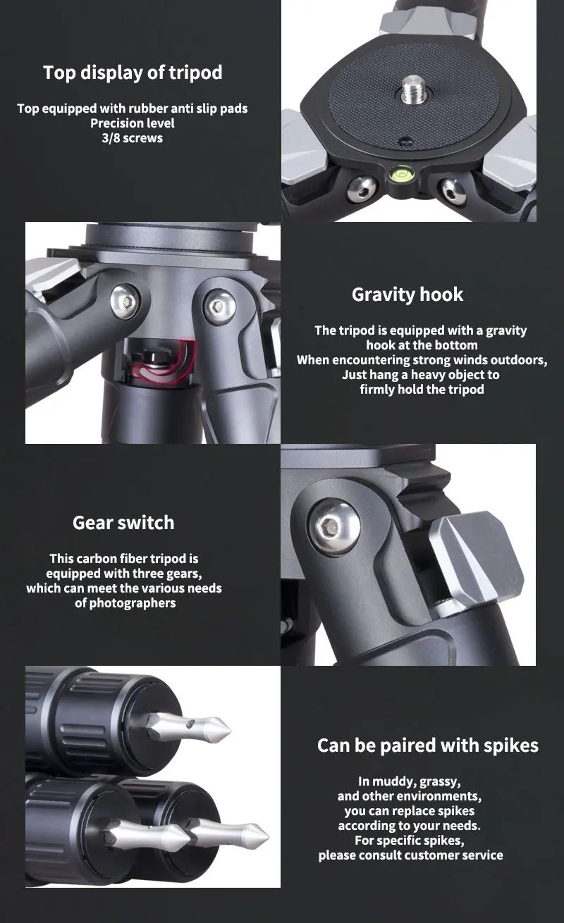 The Newest Heavy Duty Carbon Fiber Tripod With product detail 8