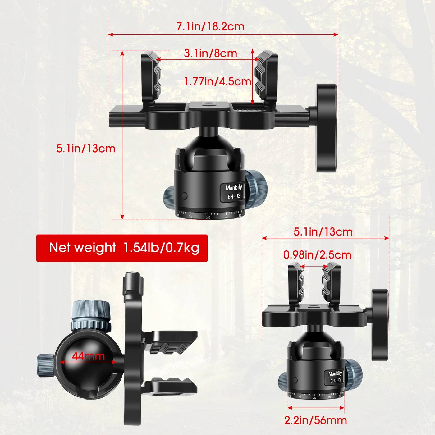 WZ-324 Carbon Fiber Tripod & BH-U3 Saddle Ball product detail 3