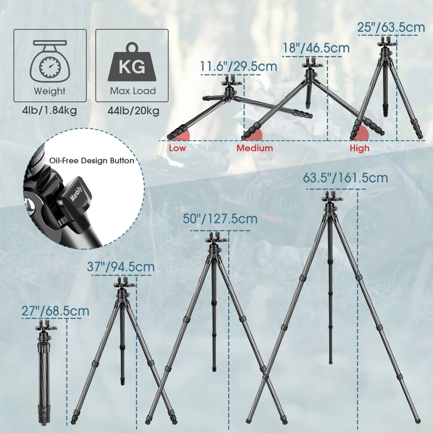 WZ-324 Carbon Fiber Tripod & BH-U3 Saddle Ball product detail 6