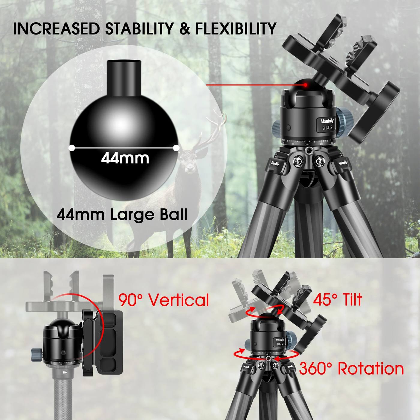 WZ-324 Carbon Fiber Tripod & BH-U3 Saddle Ball product detail 8